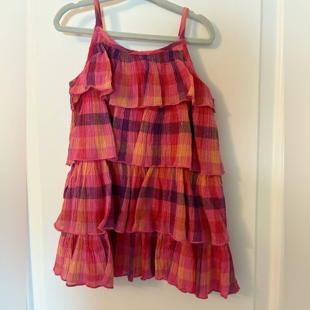 Peek Pink and Orange Plaid Kids Casual Dress